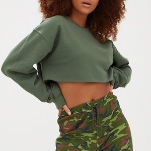 Cropped Khaki Green Sweater